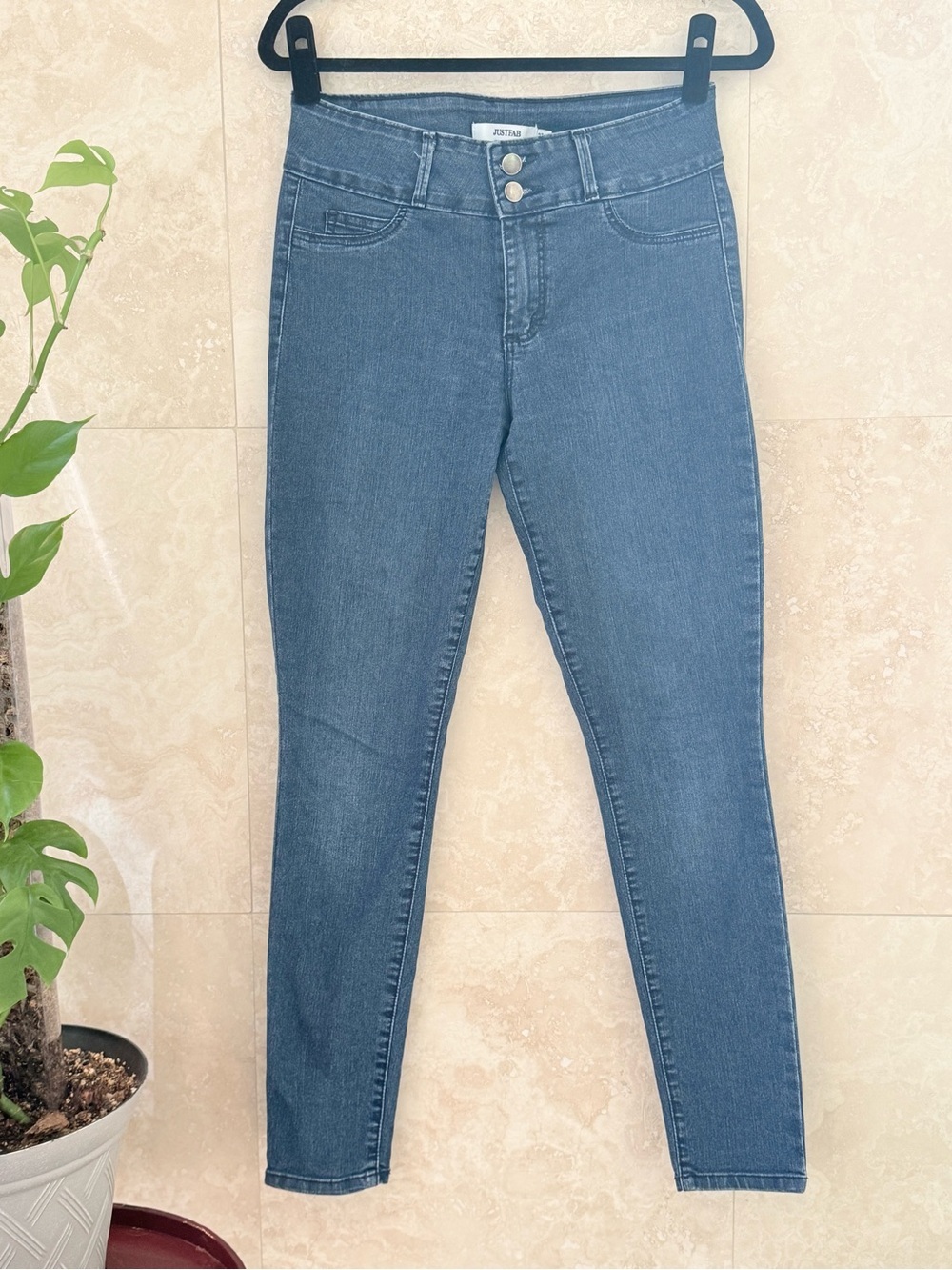 JUSTFAB High Rise Double Button Skinny Jeggings Pants Size 27 EUC